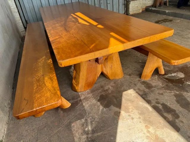 Mesa Rustica 3mts com dois bancos entrega rápida - Foto 4
