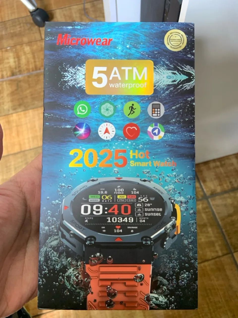 Smartwatch Microwear 2025 - 5ATM - Tela Colorida