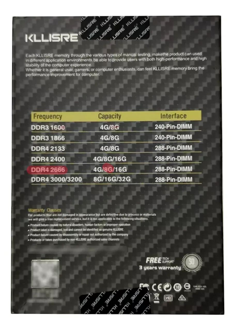 Memória DDR4 16gb KLLISRE 2x8gb 2666Mhz - Foto 2