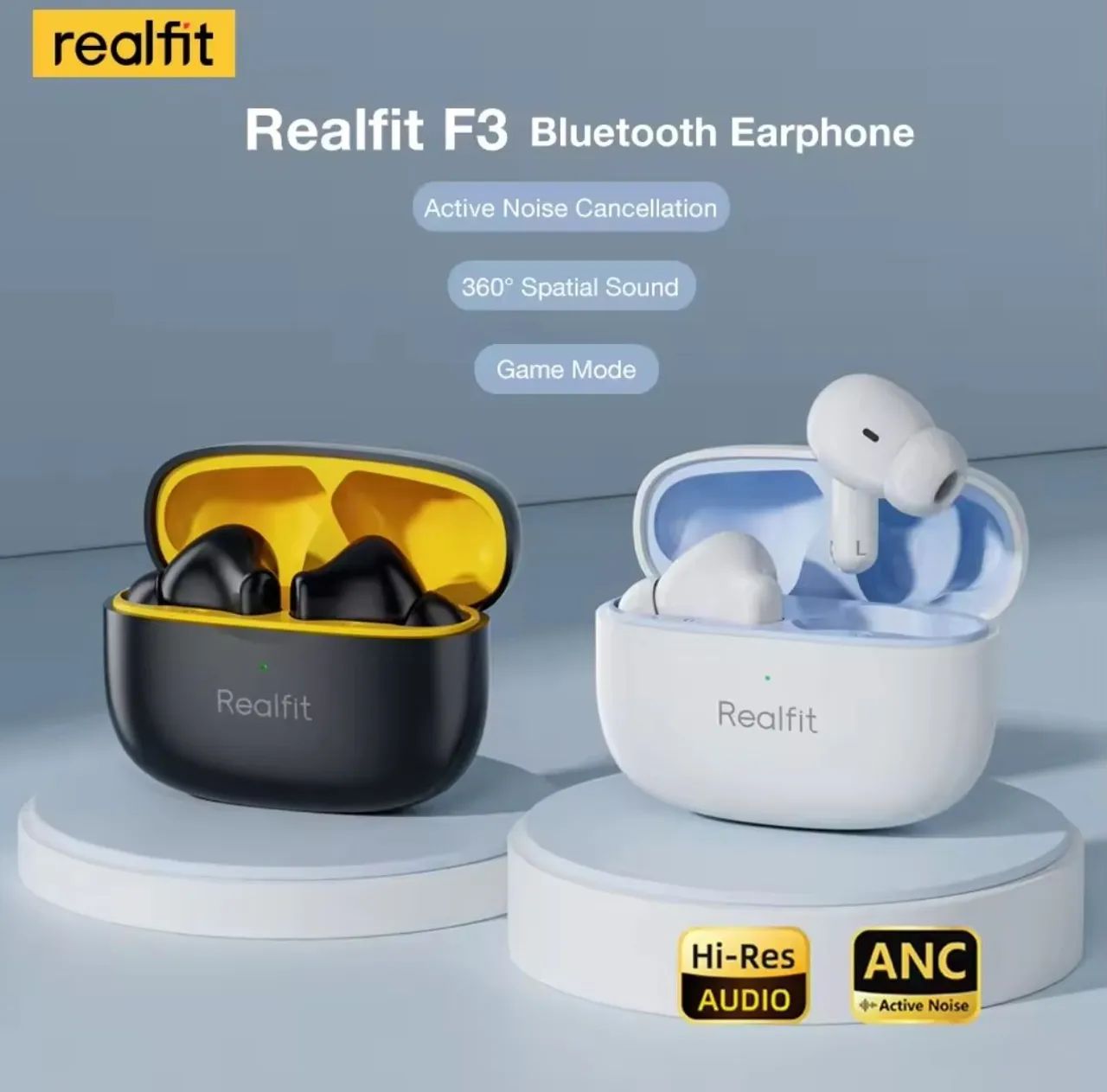 Fone bluetooth Realfit-f3  cancelamento de ruido 