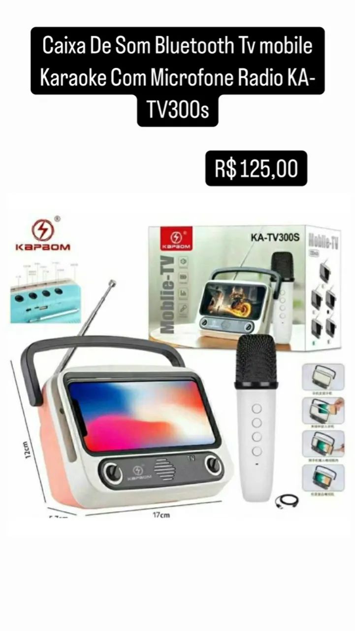  Caixa De Som Bluetooth suporte de Tv mobile Karaoke Com Microfone Radio KA-TV300s - Foto 4