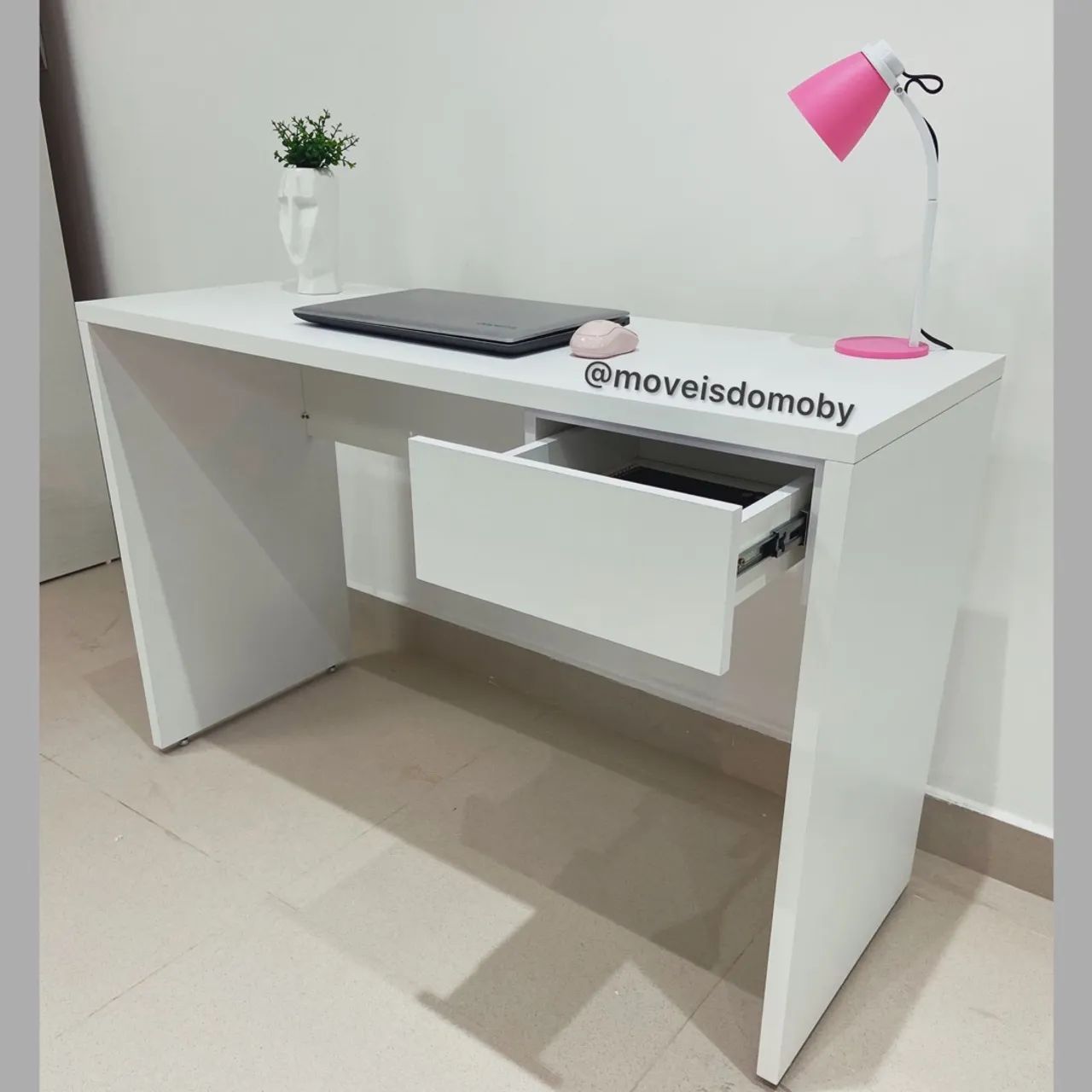 Mesa para escritorio com gaveta MDF 25mm Branca  - Foto 3