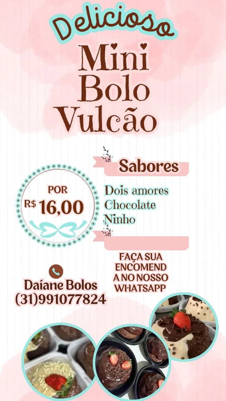 Faço mini bolo vulcão por encomenda * - Foto 2