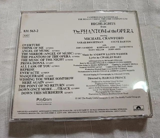 Cd Andrew Lloyd Webber - Highlights FromThe Phantom Of The Opera - Ótimo Estado - Foto 3