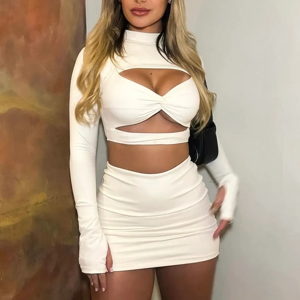 Conjunto Cropped e Saia Chicago Off White By Wasilewski