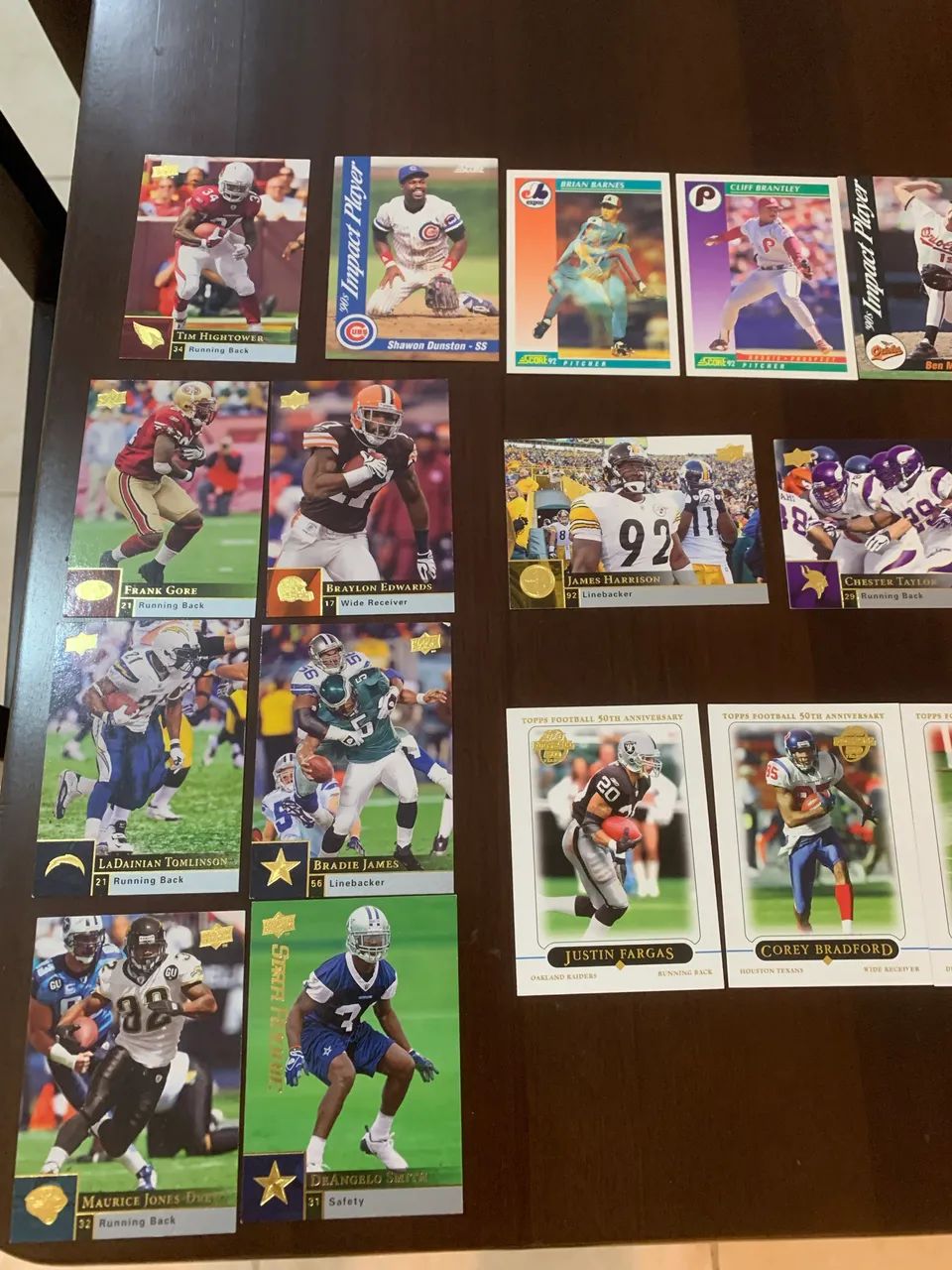 Cards beisebol e futebol americano topps score upper 