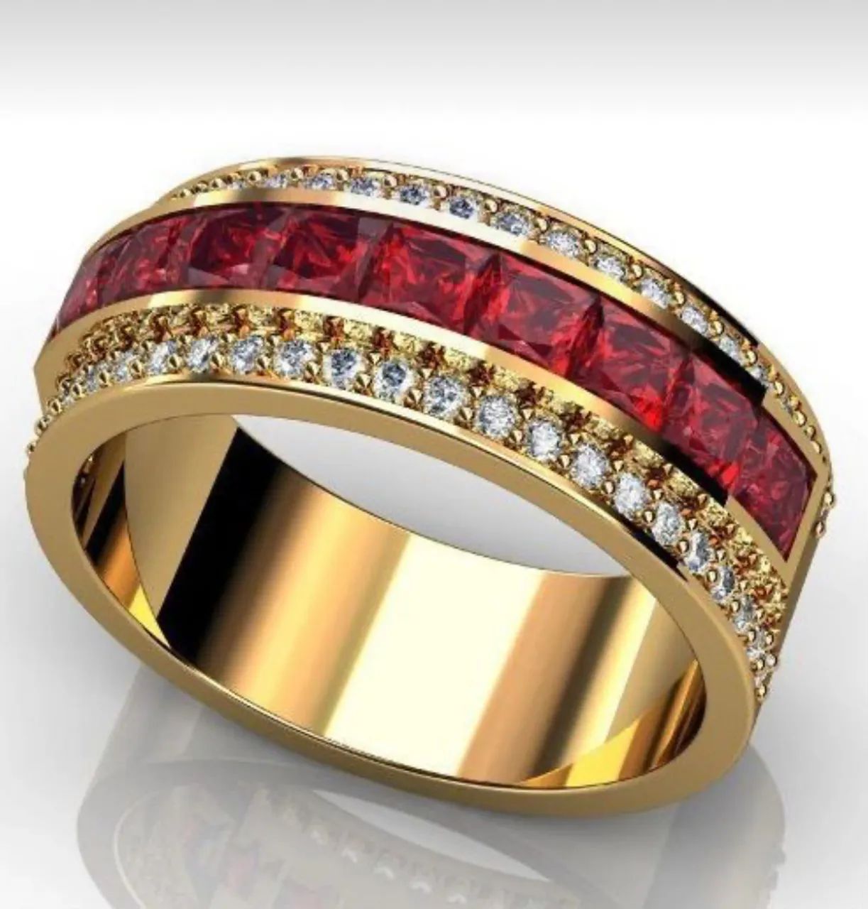 Anel em Ouro com Rubi e Diamantes - Elegância e Sofisticação