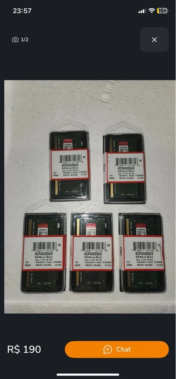 Memória DDR4 p Notebook KCP426SS8/8 - Foto 2