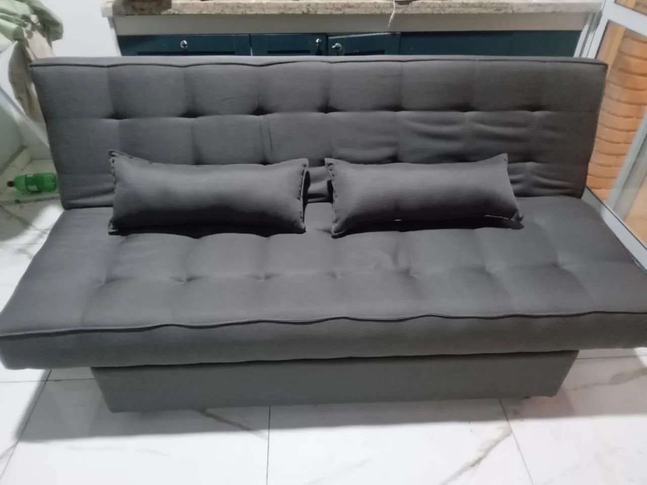 Sofá Cama Veludo Cinza NOVO ULTIMA PEÇA 