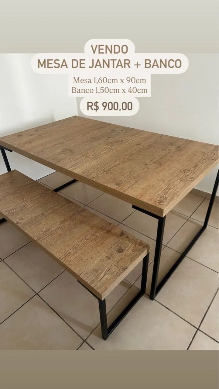 Mesa de Jantar com Banco - R$ 900,00