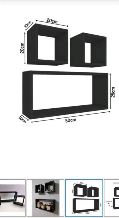 Conjunto de prateleiras (nichos) de parede em madeira preta - Foto 3