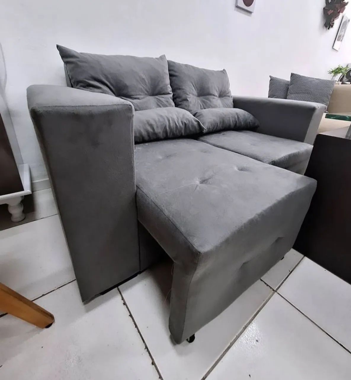Sofá retrátil em suede 1,60cm de fábrica 