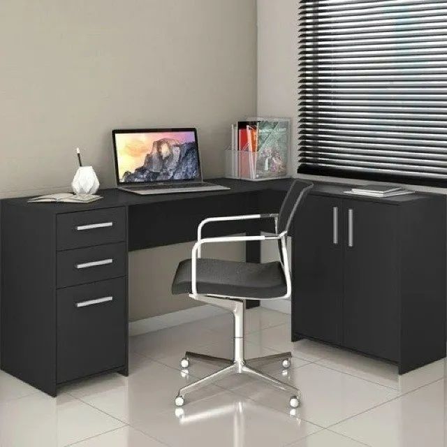 Mesa para Escritório 2 Portas 3 Gavetas Preto Tx Nt2005