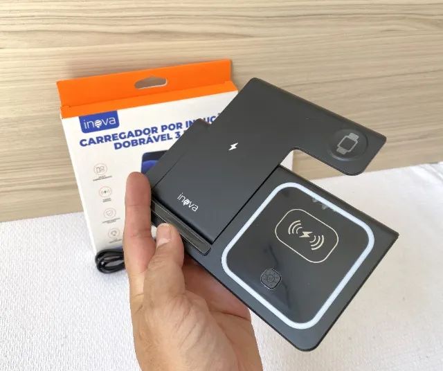 Carregador por Indução 3 em 1 Dobrável - Inova - CHAR-12527 - Foto 3