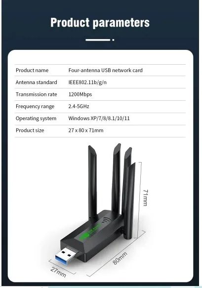 Conecte sua internet com a velocidade 5G-através deste Adaptador Wi-Fi-Dual Band-4 Antenas - Foto 4
