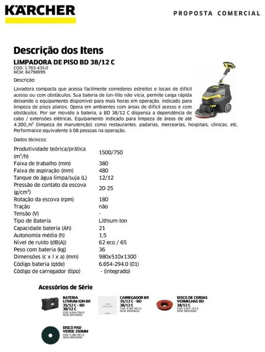 Limpadora de Piso BD 38/12 C Karcher - Foto 2