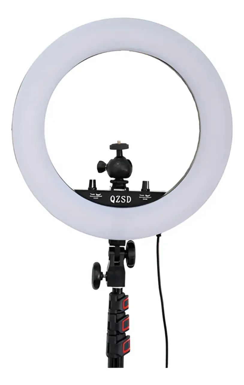 Iluminador Ring Light Qzsd 14 + Tripé+ Carreg+ 2 F970+ Fonte 127/220v Preto Branco-frio - Foto 2