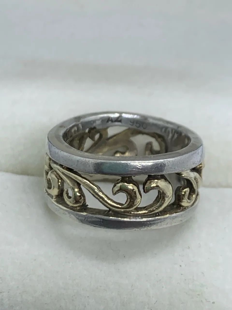 anel de prata com detalhes dourado tamanho 15