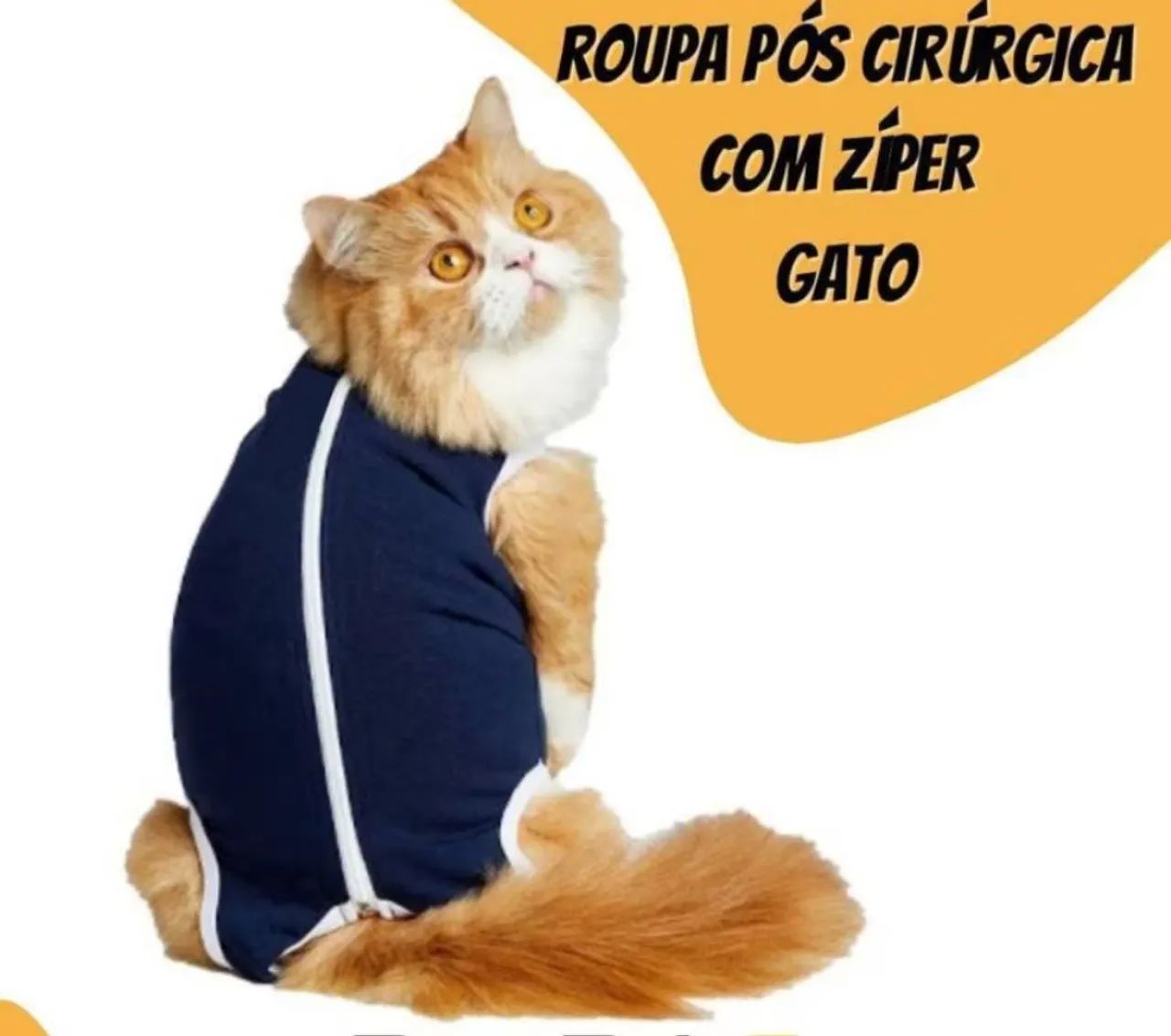 Roupa Pós-Cirúrgica com Zíper para Gatos e cães de pequeno porte 