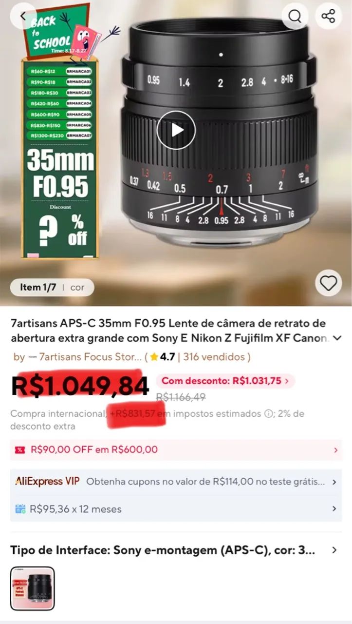 Lente 7artisans 35mm f0.95 Sony APS-C - Foto 6