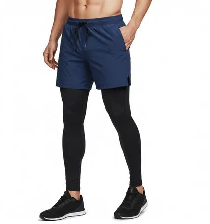 Bermuda 2 x 1 com Calça legging de Compressão Treino Corrida Fitness Bike Bicicleta z1187