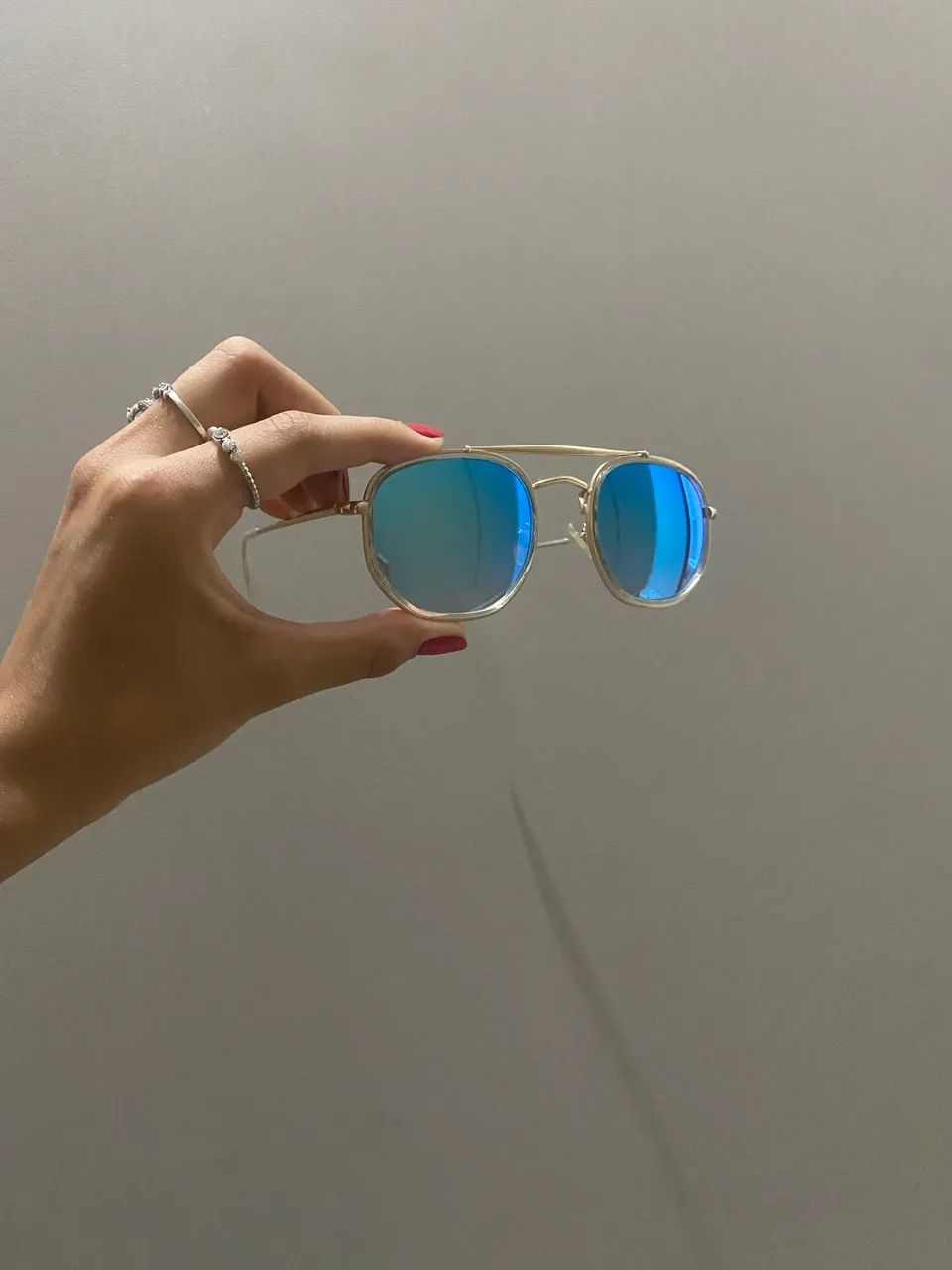Óculos Ray-Ban Aviador/Hexagonal Dourado - Foto 2