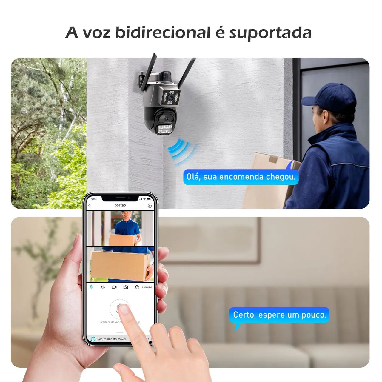 Câmera IP WIFI 6MP ICSee Onvif NVR Lente Dupla Detecção IA PTZ Zoom Vigilância Sirene - Foto 6