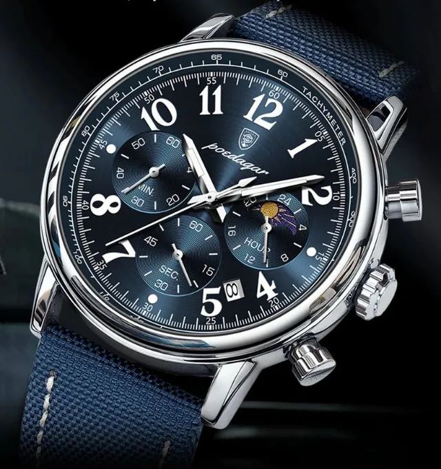 Relógio de pulso Poedagar 808 Silver Blue com pulseira em nylon - Foto 2
