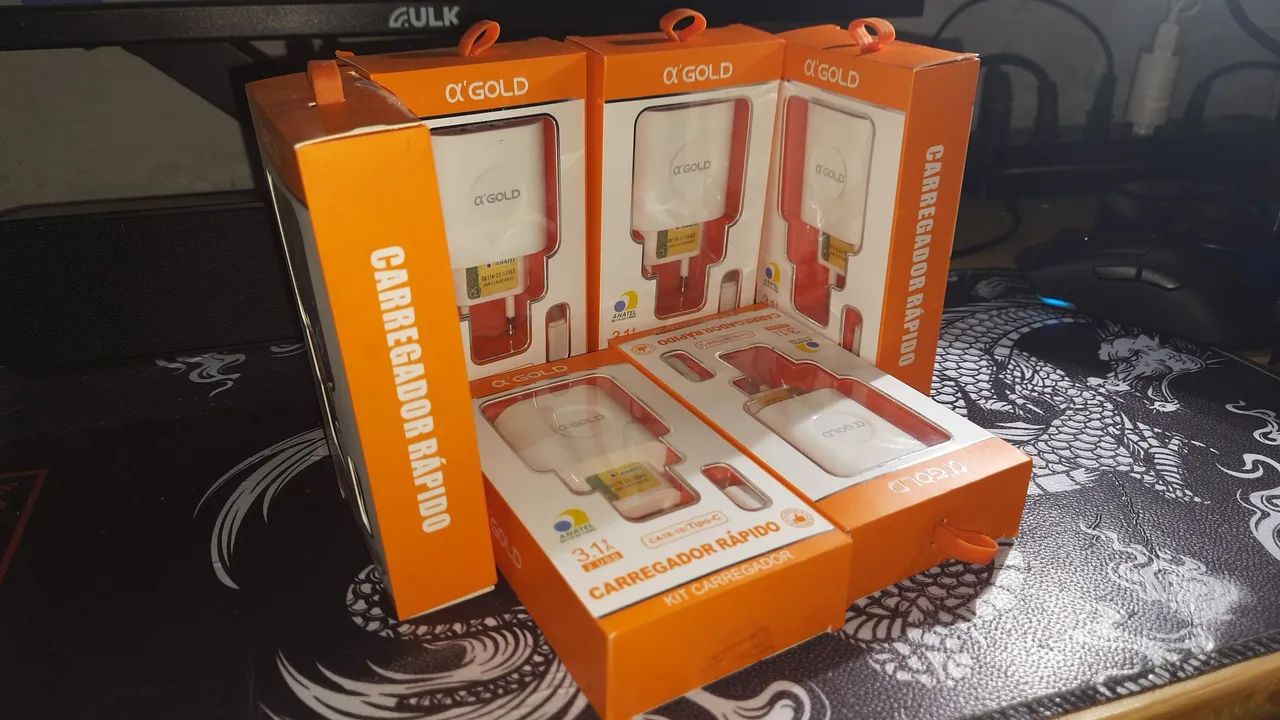 KIT COM 6 CARREGADORES C-GOLD PARA REVENDA