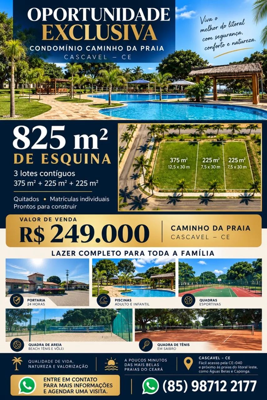 Lote 825m -  R$ 249.000