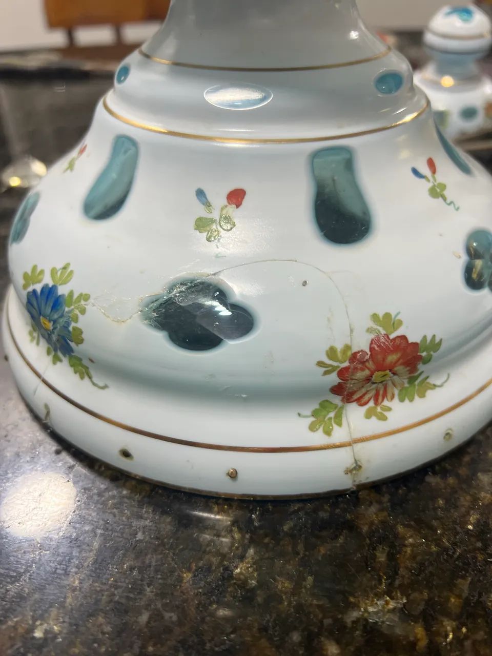 Lustre antigo de porcelana pintada  - Foto 5