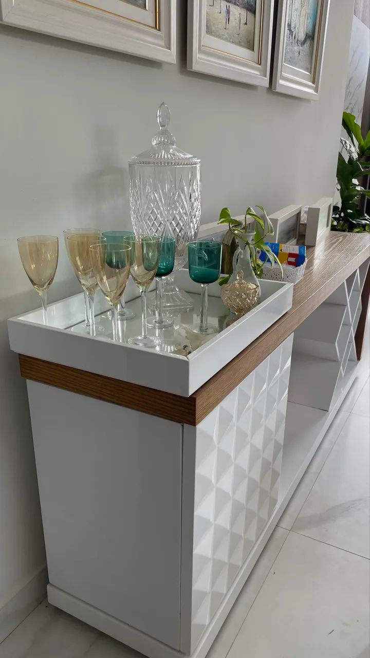 Buffet bar com adega - branco e amadeirado - Foto 3