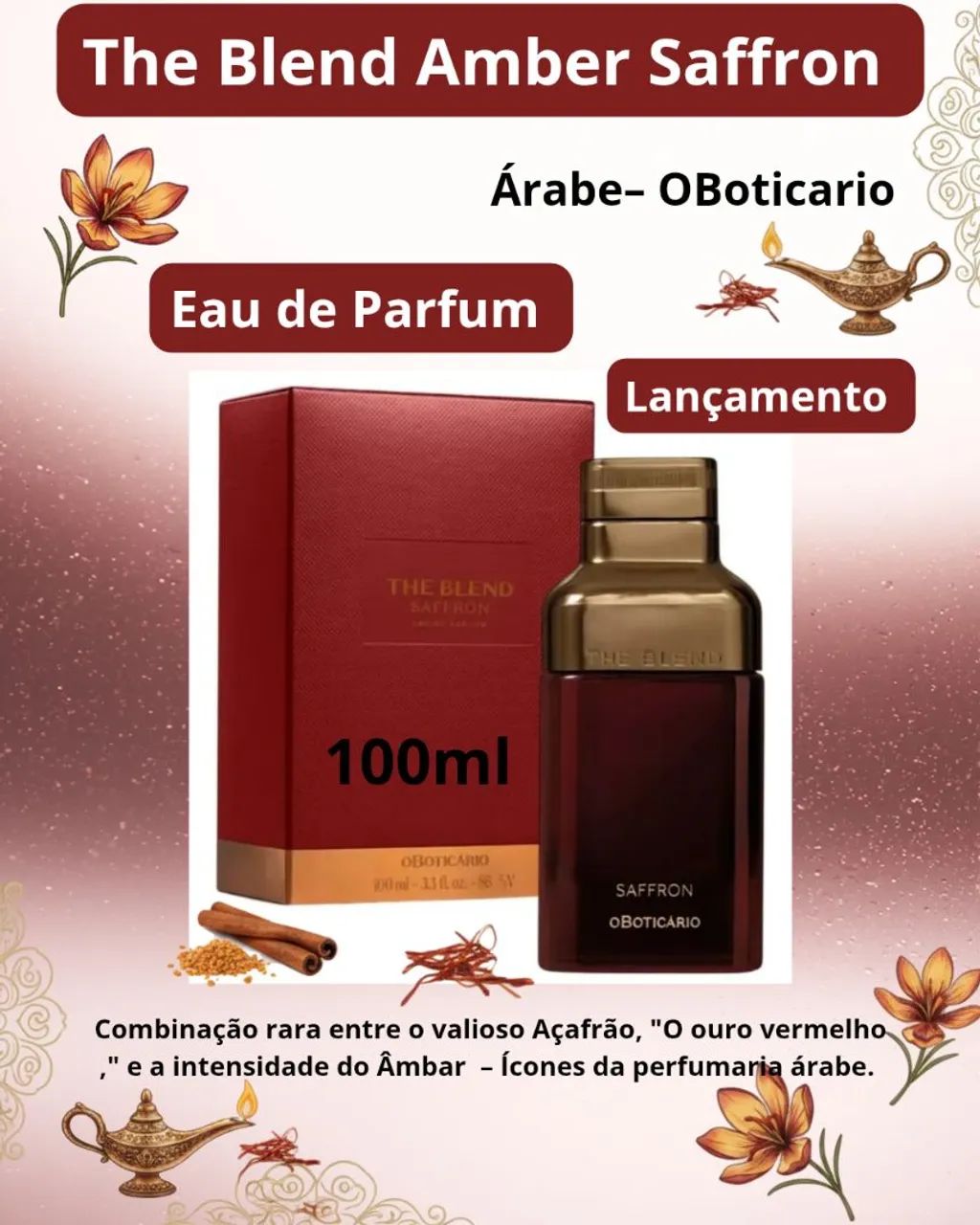 The Blend Amber Saffron Eau de Parfum- OBoticario masculino 100ml 