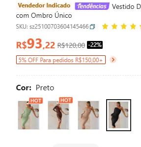 Vestido midi preto um ombro só. - Foto 4