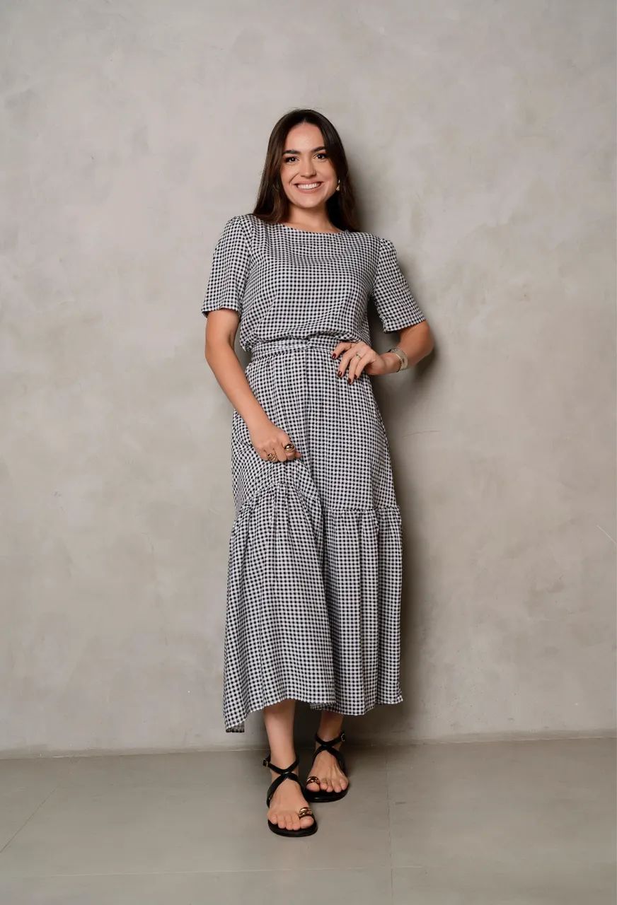 Vestido NOVO xadrez com faixa  - Foto 4
