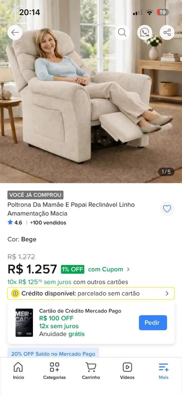 Poltrona reclinável em linho. Super confortável! - Foto 2