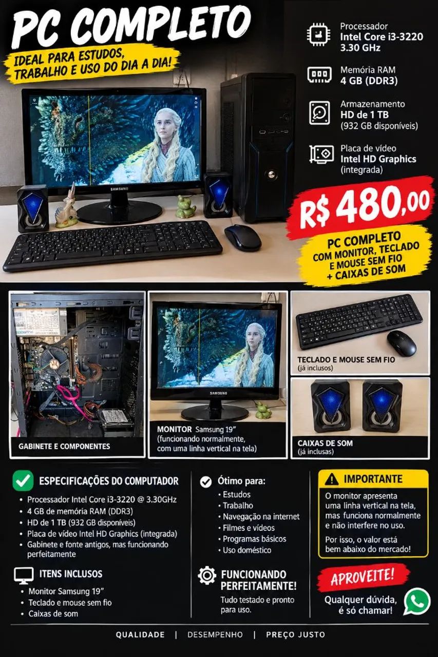 Pc completo core i3 