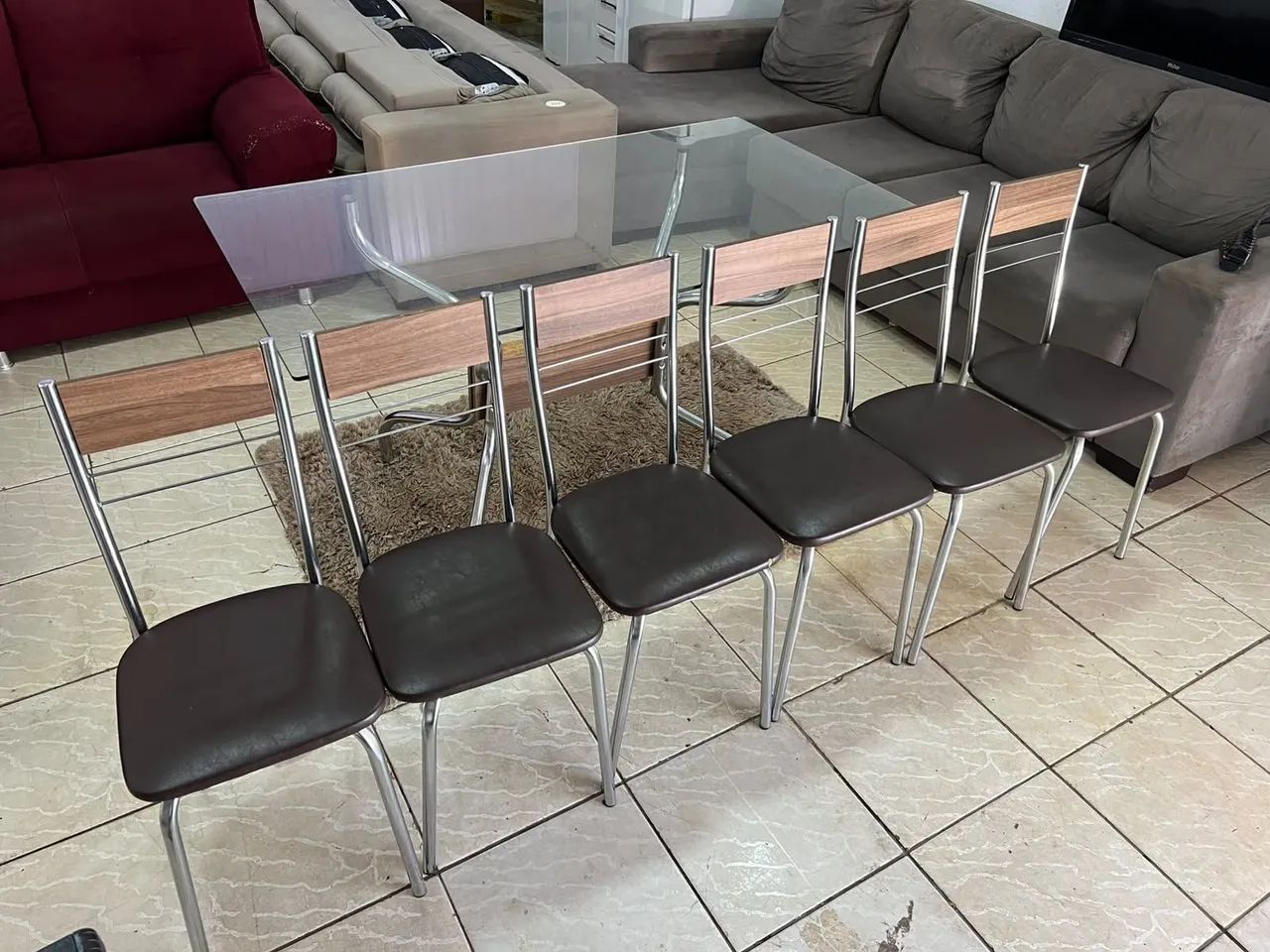 Mesa de vidro temperado com 6 cadeiras pés inox ((ENTREGO GRATIS??  - Foto 2