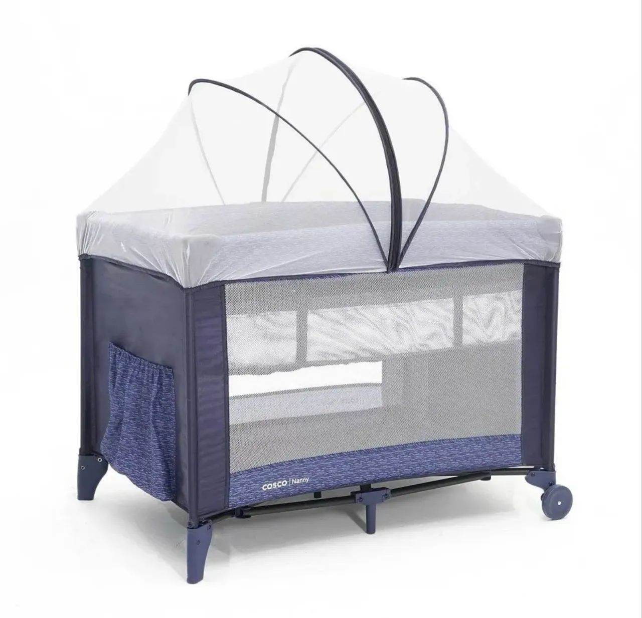 Berço Portátil Cosco Kids Nanny Azul com colchão de profundidade D18