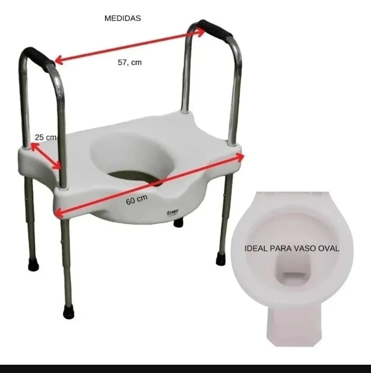Assento Sanitário Elevado Sit V Com Barras Laterais De Apoio - Foto 2