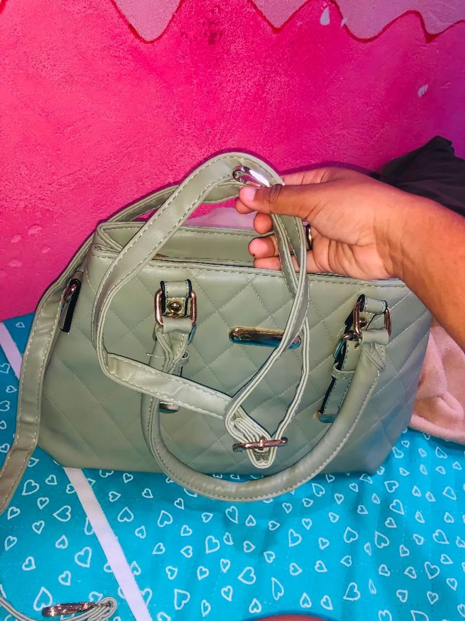  bolsa verde pastel - Foto 5