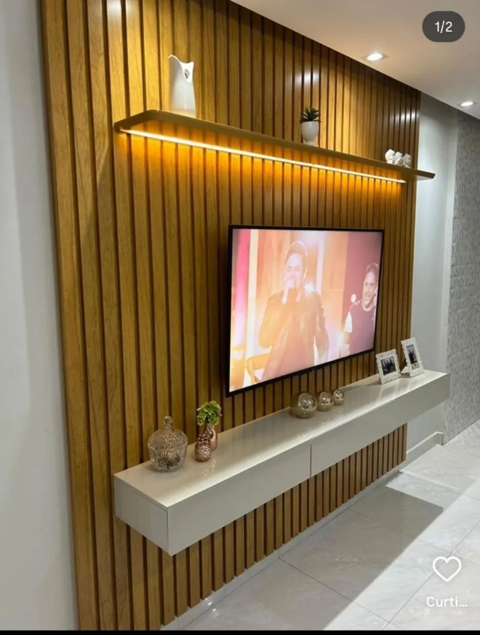 Painel ripado Levi com led grande MDF 