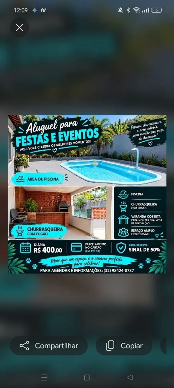 Aluguel para festas e eventos 