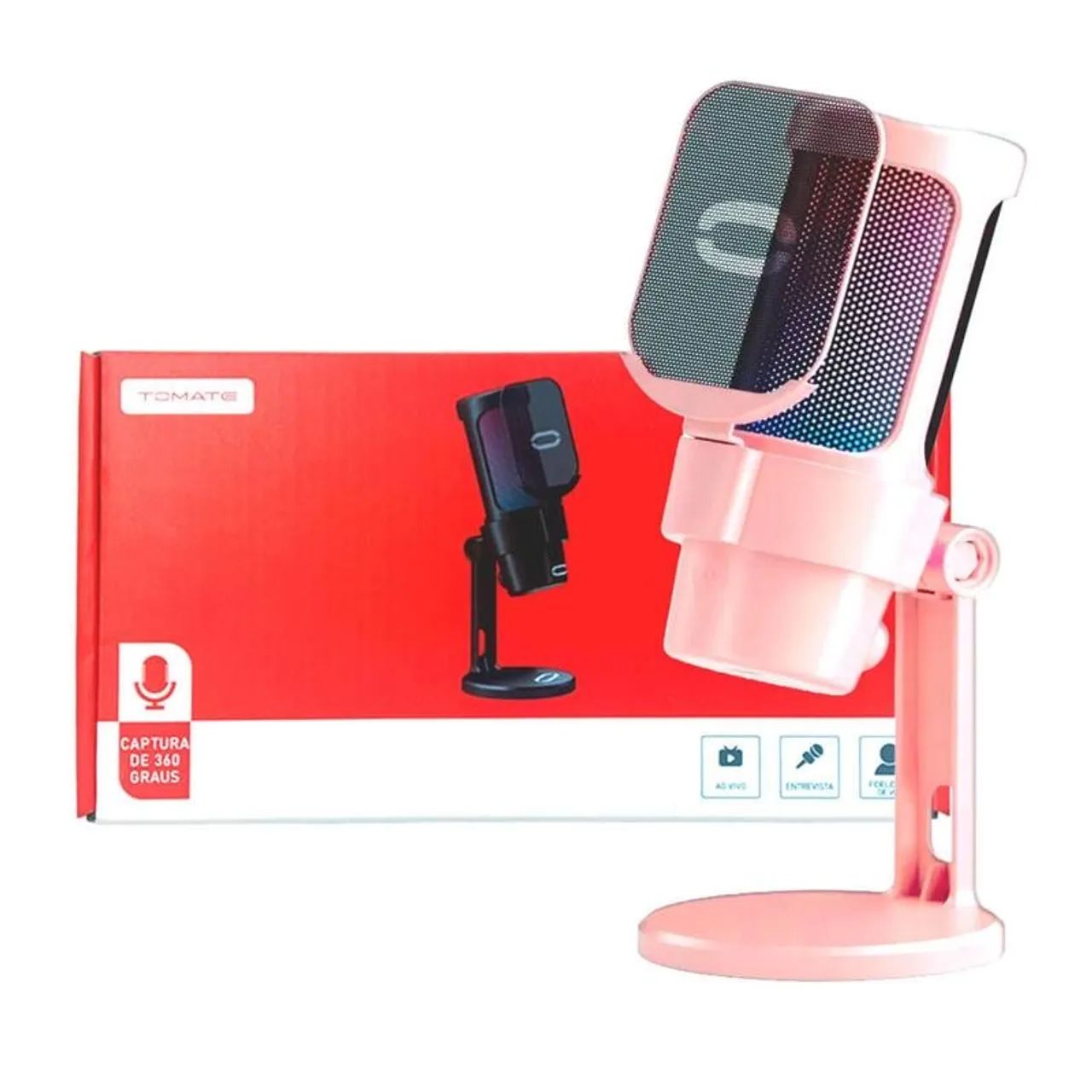 Microfone Gamer Tomate MT-1070R RGB USB-C 360°