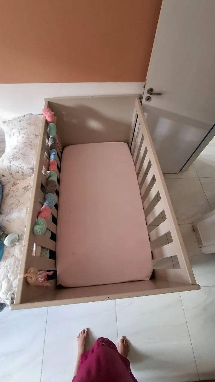 Berço Americano 2 em 1 + Colchão ORTOBOM + Protetor de colchão  - Foto 2