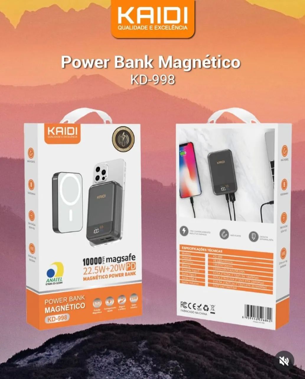 Power Bank Portátil Magnético Magsafe Turbo 10.000mah - Acessórios