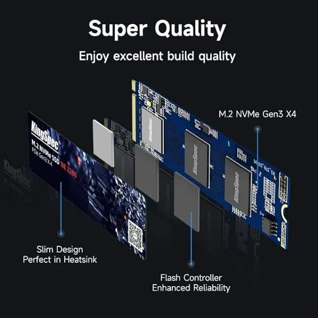 SSD M.2 NVMe 256GB KingSpec 2280 - Foto 2