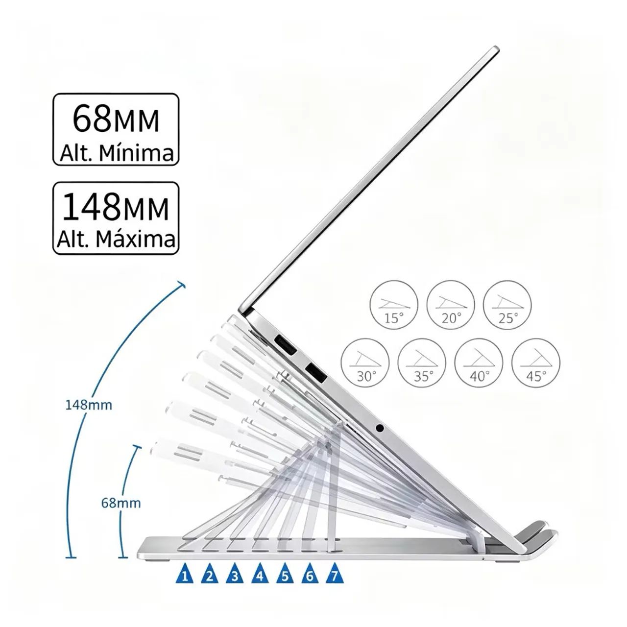 Suporte para Notebook e Tablet em Alumínio Dobrável Portátil - Foto 4