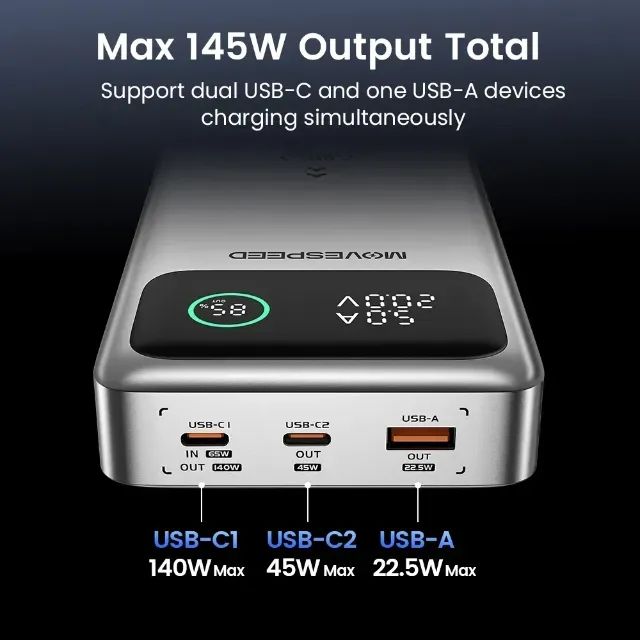 Powerbank Movespeed m25 pro 25000 mah 145w notebook Starklink - Foto 3