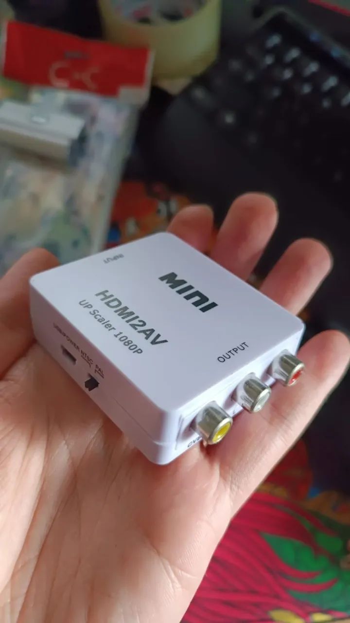 Mini AV2HDMI + Mini HDMI2AV Up Scaler 1080P Adaptador - Foto 2